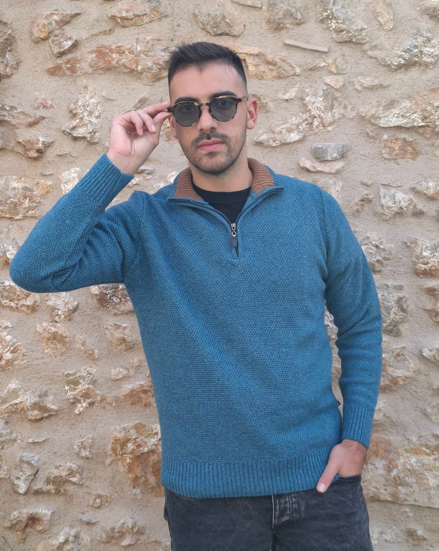 Πουλόβερ Πλεκτό Dash&Dot  - Πετρόλ