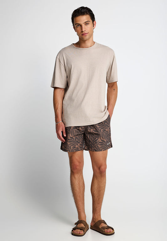 Ανδρικό Μαγιό Tropical Print Funky Buddha Καφέ