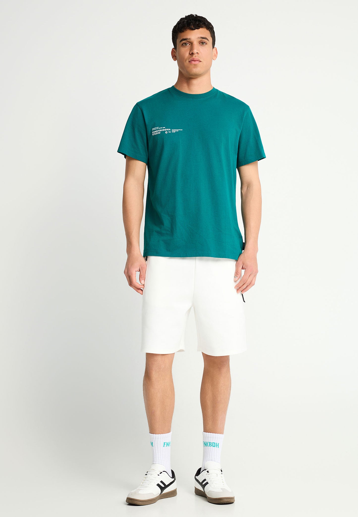 Ανδρικό T-shirt Logo Print Funky Buddha Πετρόλ