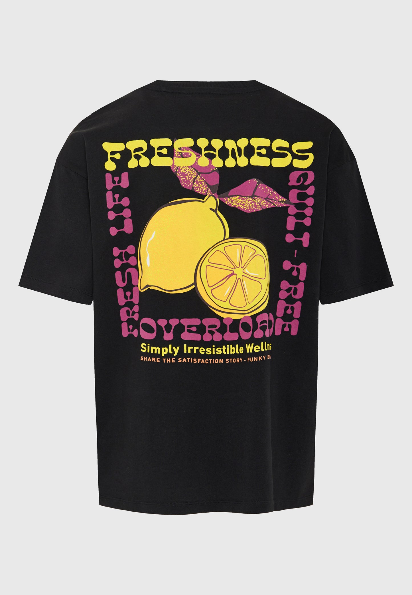 Ανδρικό Oversized T-Shirt Lemon Funky Buddha Μαύρο