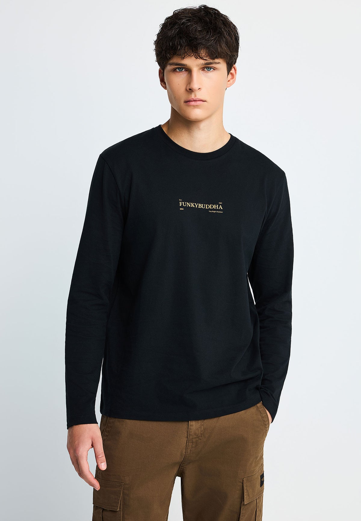 Ανδρική longsleeve Μπλούζα Funky Buddha Μαύρη