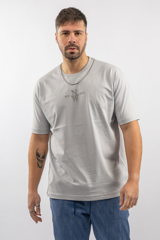 T-Shirt NW Silver Logo - Γκρι