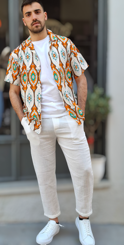 Πουκάμισο Vintage Paisley - Πορτοκαλί