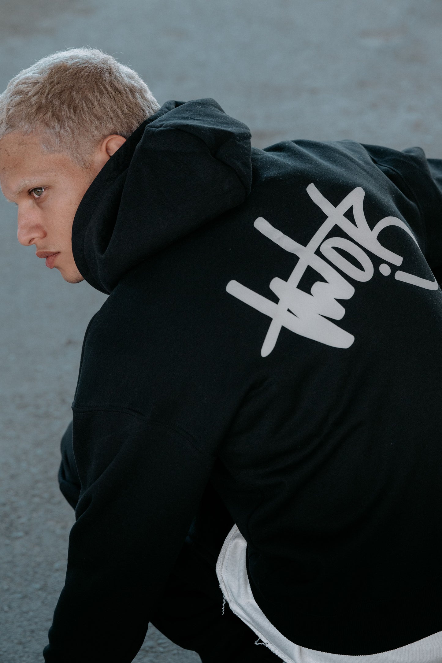 Oversize Hoodie Two Brothers Logo - Μαύρο
