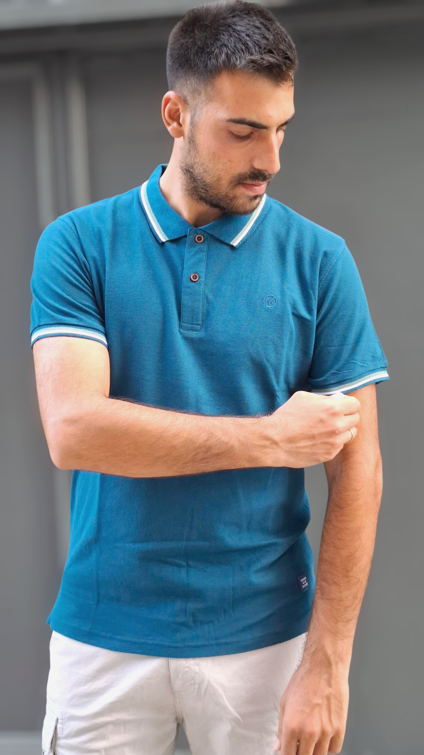 T-shirt Gentleman Polo – Πετρόλ με Ρίγες