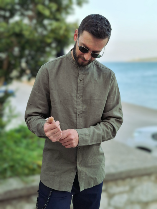 Πουκάμισο Linen Nautical - Χακί