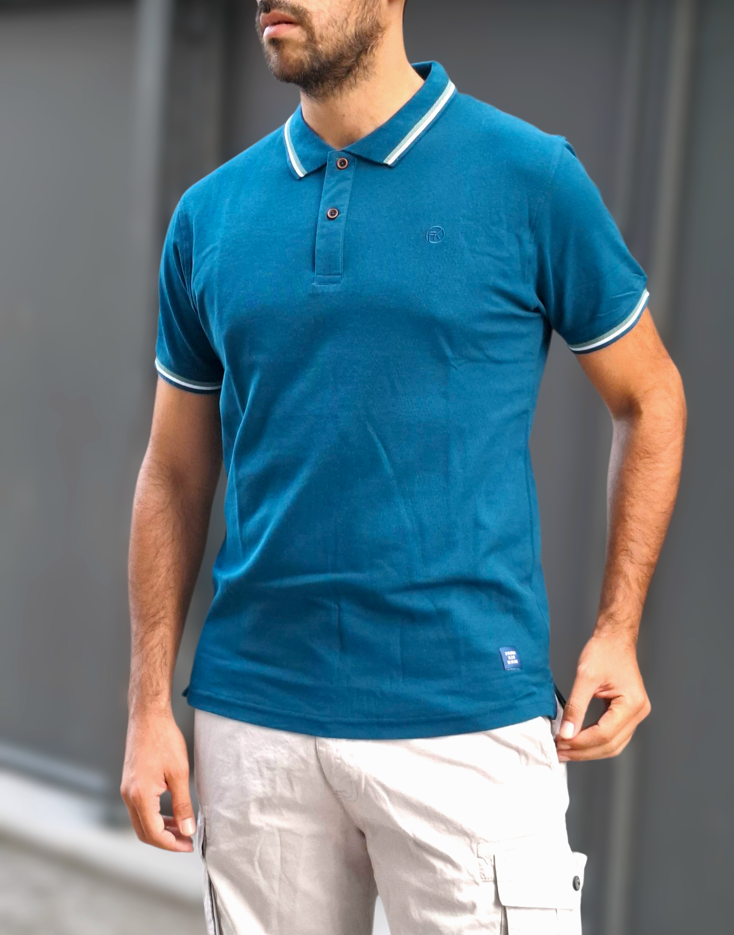 T-shirt Gentleman Polo – Πετρόλ με Ρίγες