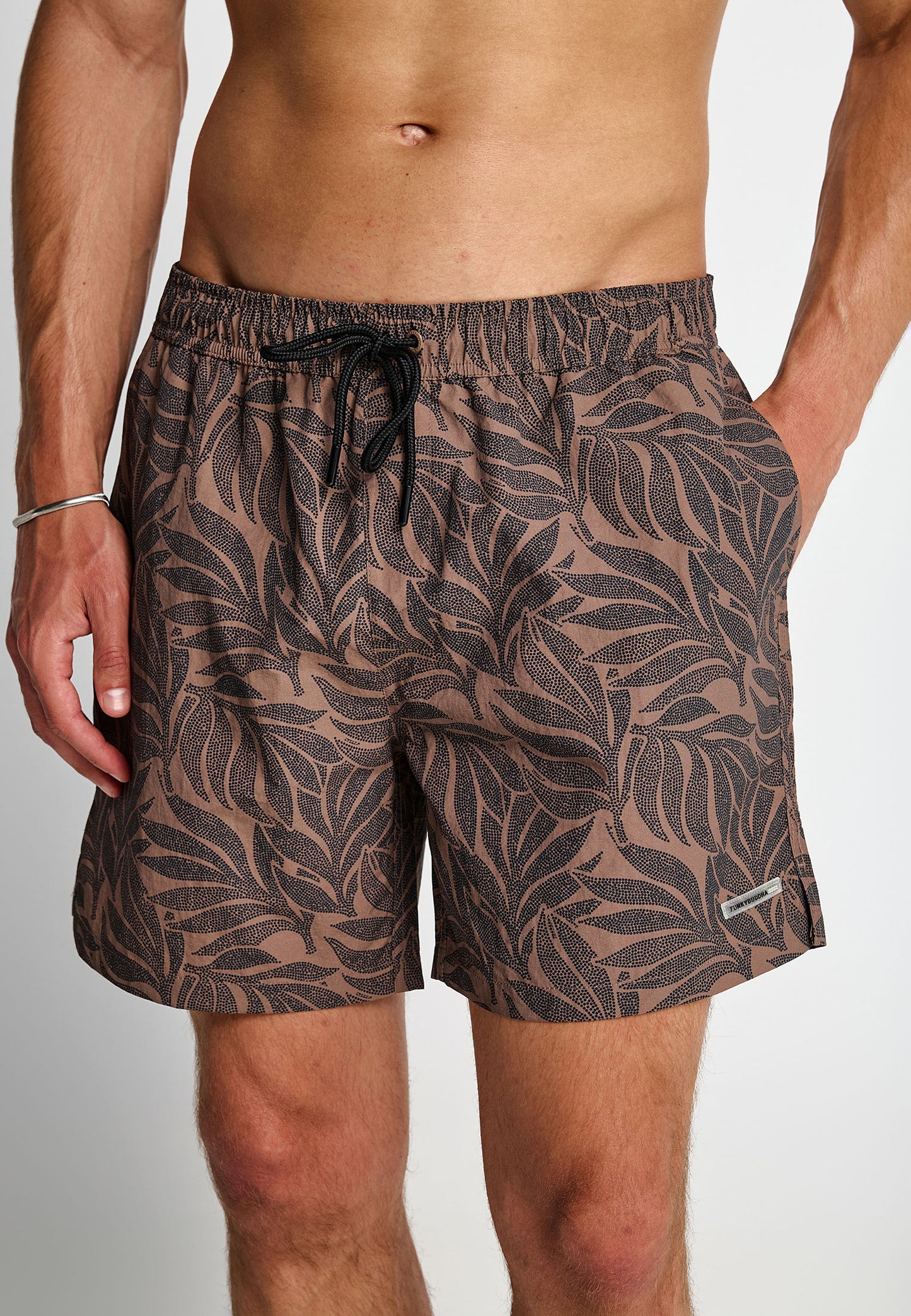 Ανδρικό Μαγιό Tropical Print Funky Buddha Καφέ