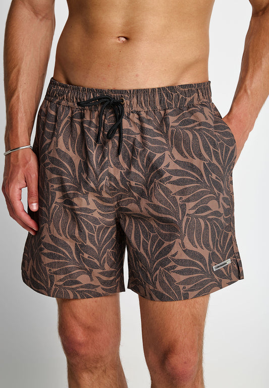 Ανδρικό Μαγιό Tropical Print Funky Buddha Καφέ