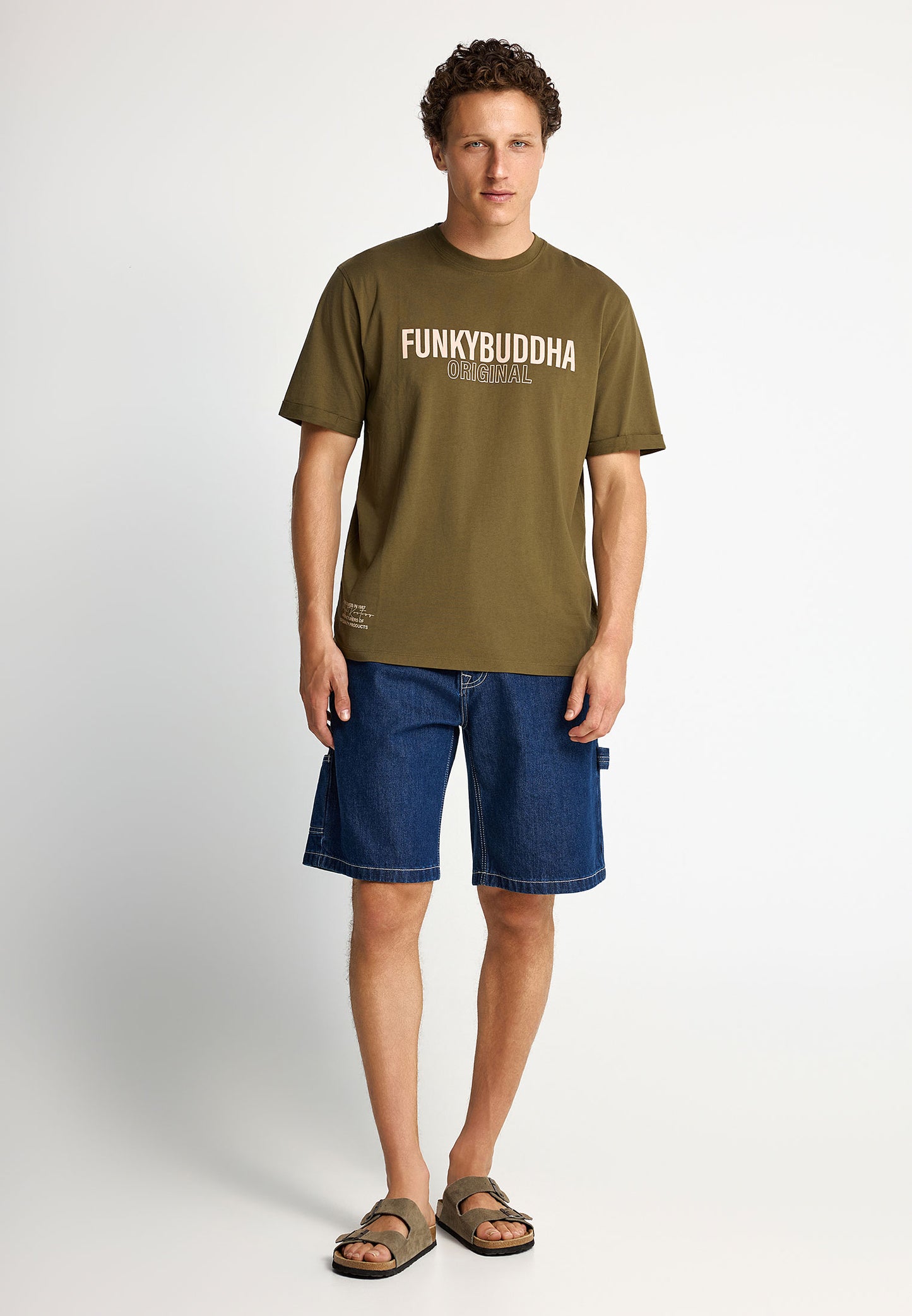 Ανδρικό T-Shirt Relax Fit Funky Buddha Χακί