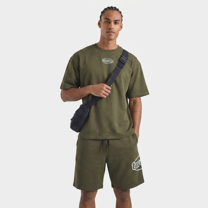 Ανδρική Βερμούδα Oversized Print Two Brothers Χακι