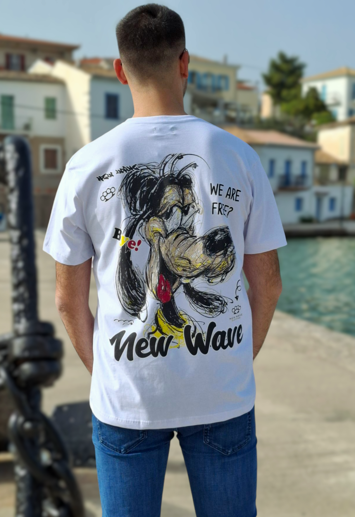 Oversize T-Shirt Cartoon Logo - Λευκό