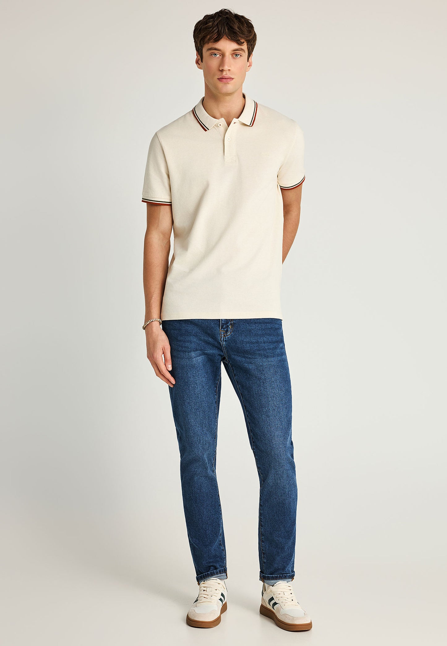 Ανδρικό Polo T-shirt Funky Buddha Εκρού