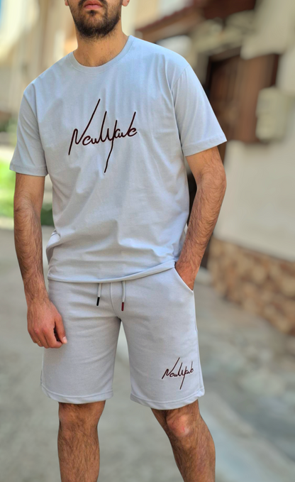 Oversize T-Shirt New Wave Logo - Γκρι