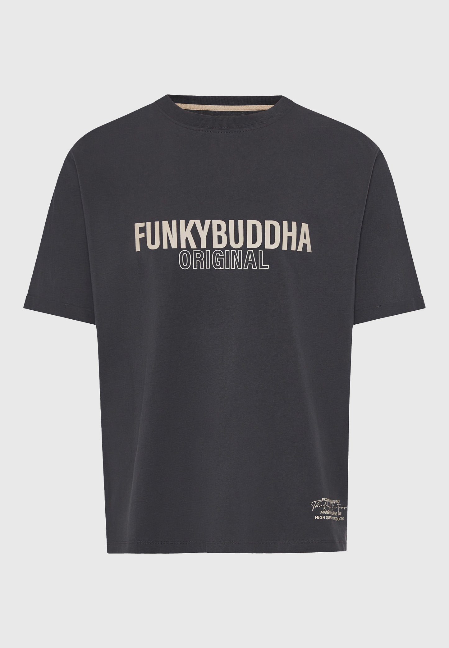 Ανδρικό T-Shirt Relax Fit Funky Buddha Ανθρακί