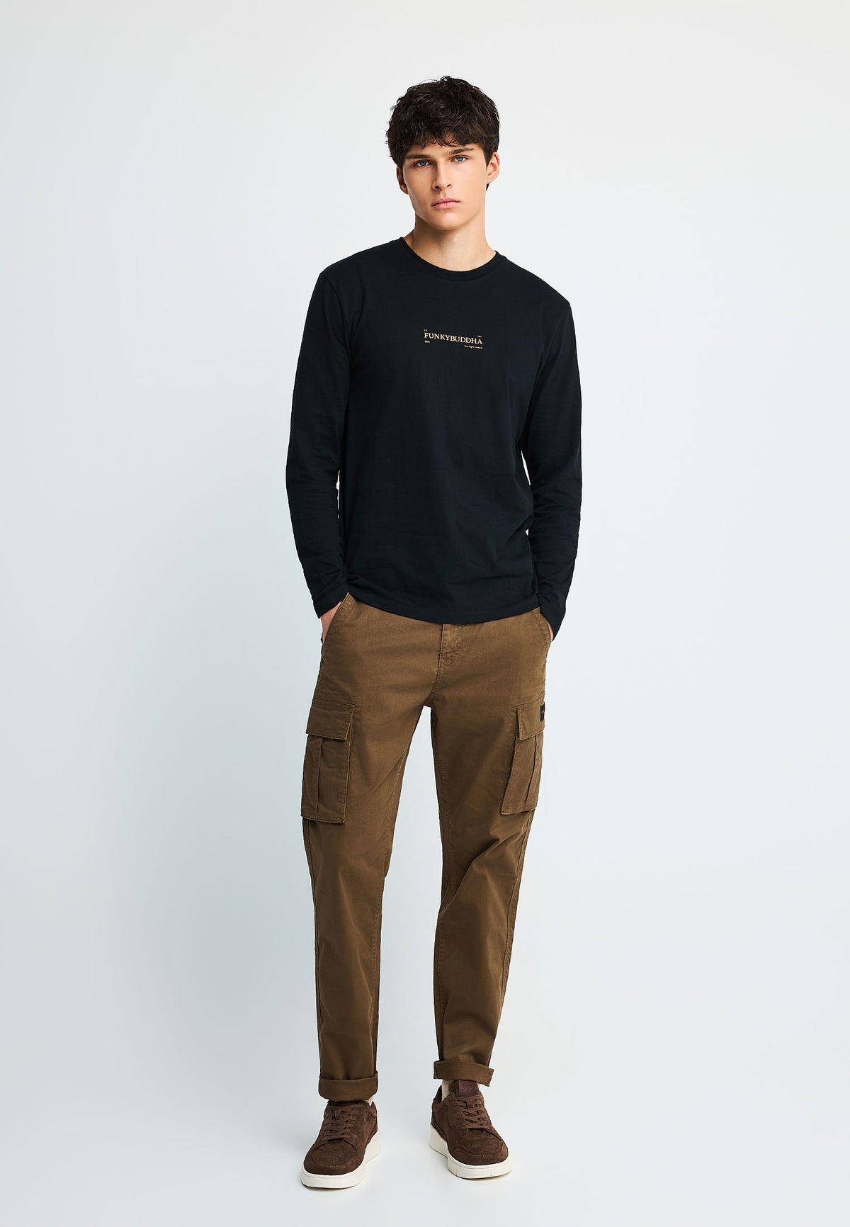 Ανδρική longsleeve Μπλούζα Funky Buddha Μαύρη