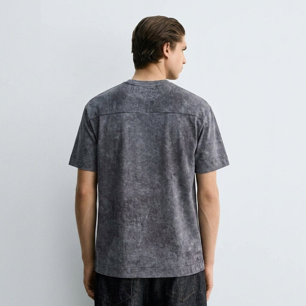 Ανδρικό Oversized T-Shirt Acid Wash - Γκρι