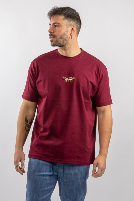T-shirt New Wave Jeans Logo - Μπορντώ