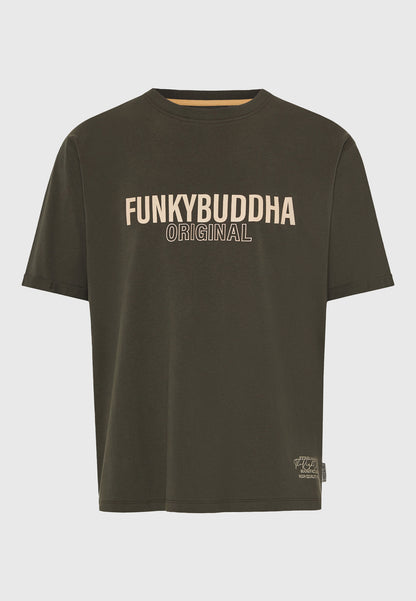 Ανδρικό T-Shirt Relax Fit Funky Buddha Χακί
