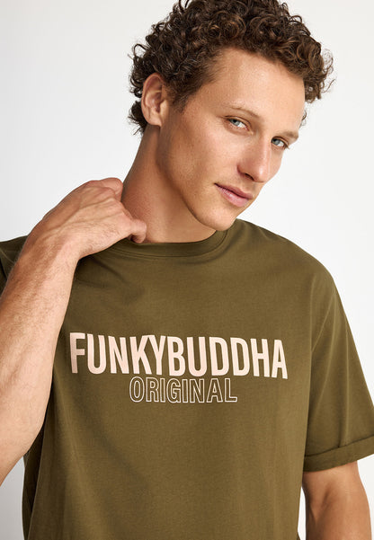 Ανδρικό T-Shirt Relax Fit Funky Buddha Χακί