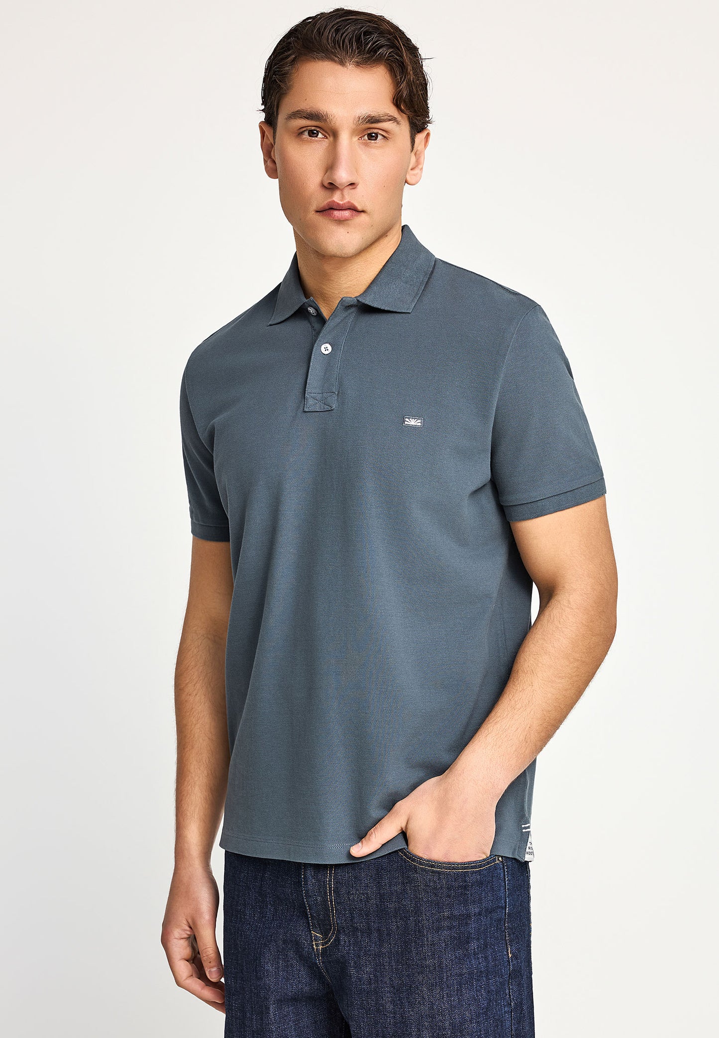 Ανδρικό polo Funky Buddha Essential Γκρί
