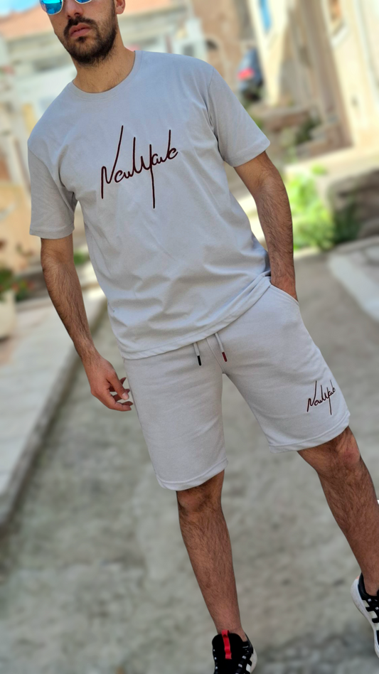 Oversize T-Shirt New Wave Logo - Γκρι