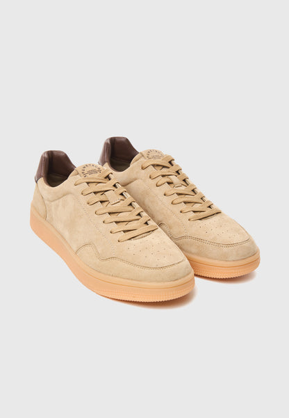 Ανδρικά Suede Court Sneakers με Δερμάτινο Heel Tab