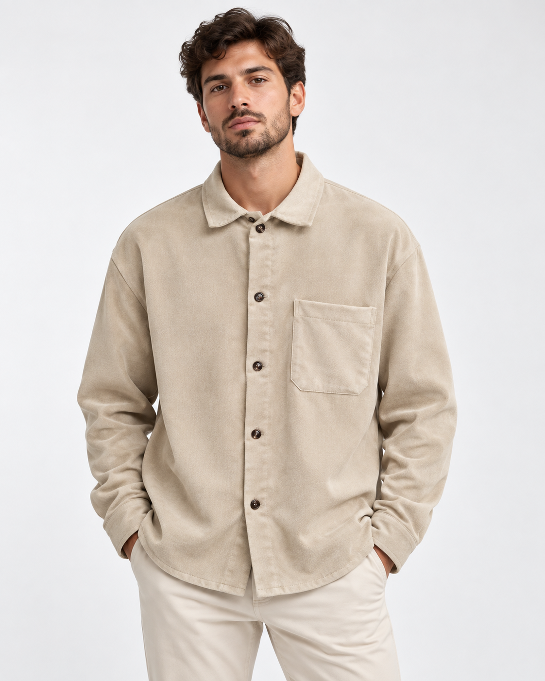 Ανδρικό Overshirt Πουκάμισο New wave Μπέζ