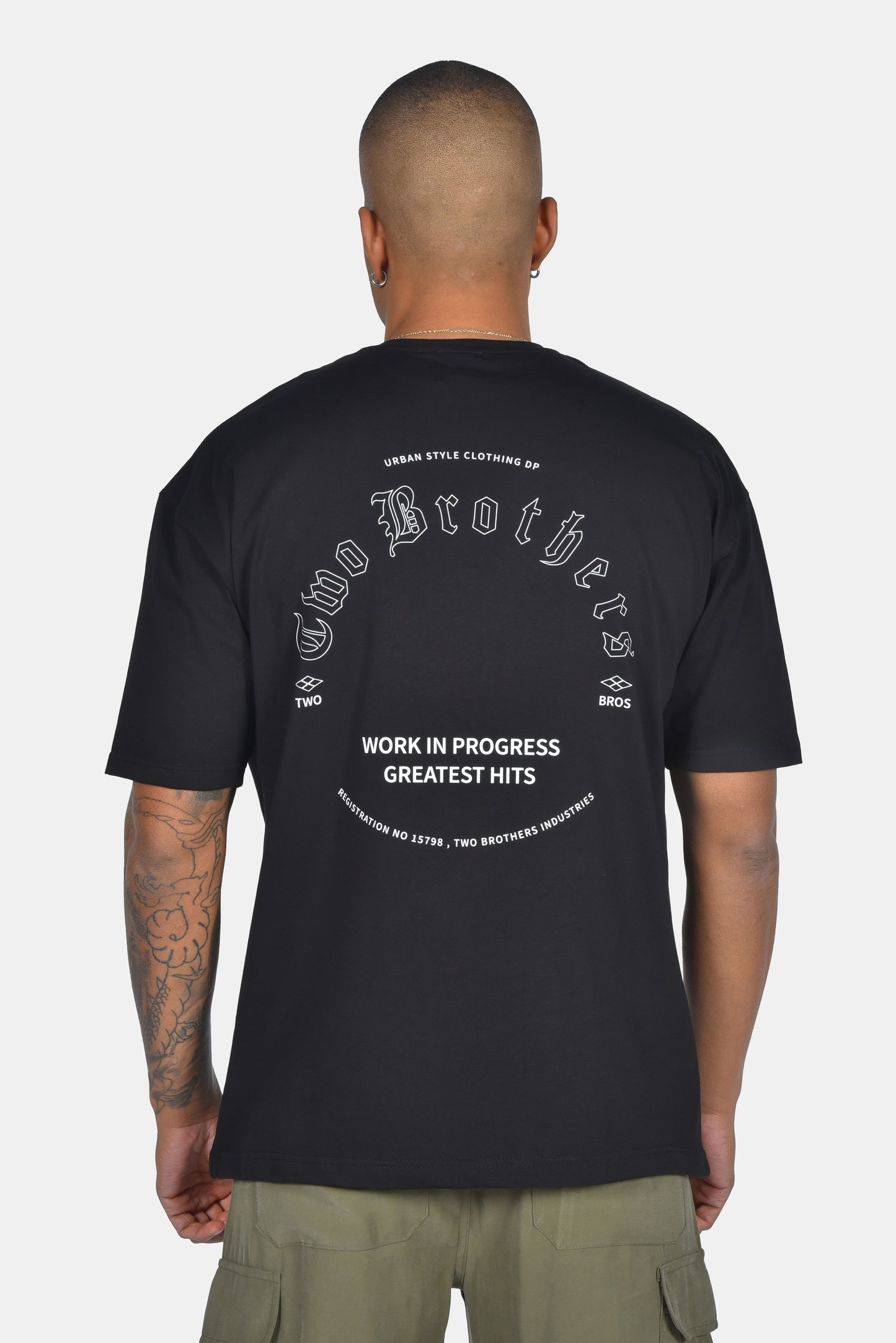 Oversized Ανδρικό T-Shirt Μαύρο Two Brothers
