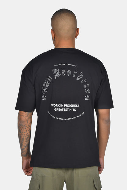 Oversized Ανδρικό T-Shirt Μαύρο Two Brothers