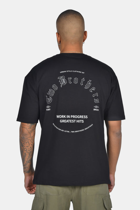 Oversized Ανδρικό T-Shirt Μαύρο Two Brothers