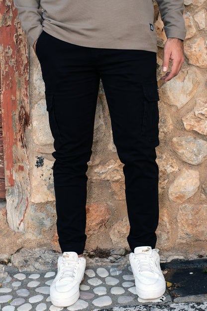 Παντελόνι Cargo Με Λάστιχο Vanhipster - Μαύρο