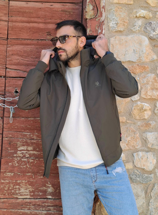 Ανδρικό Μπουφάν Slim Fit V-CODE 532 - Λαδί