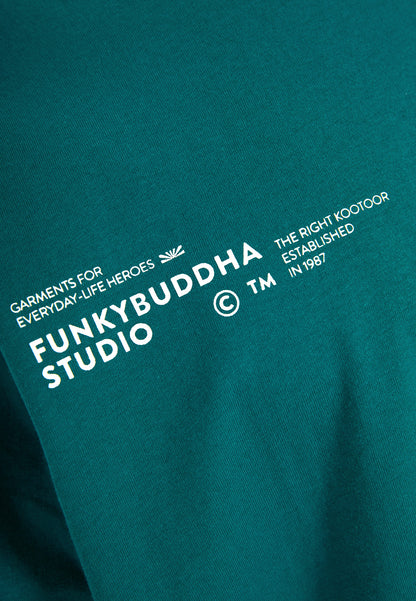 Ανδρικό T-shirt Logo Print Funky Buddha Πετρόλ