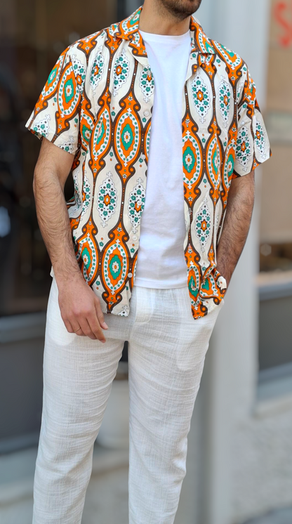 Πουκάμισο Vintage Paisley - Πορτοκαλί