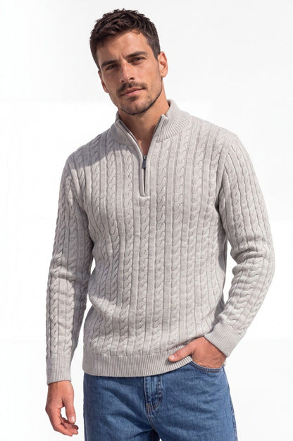 Ανδρικό Πλεκτό Πουλόβερ Cable Half Zip