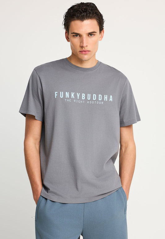 Ανδρικό Μαύρο T-Shirt Funky Buddha Essential Γκρί