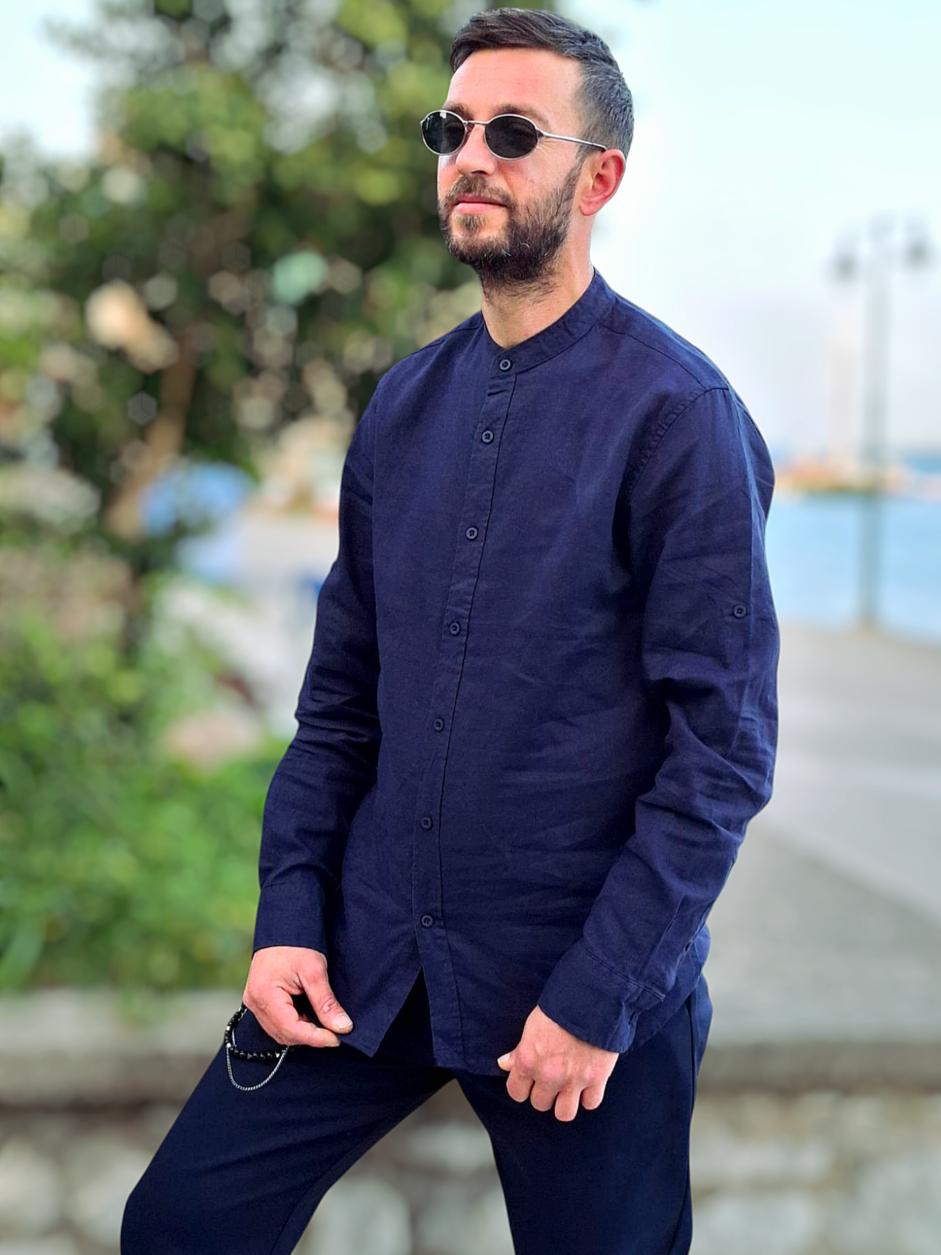 Πουκάμισο Linen Nautical - Μπλε