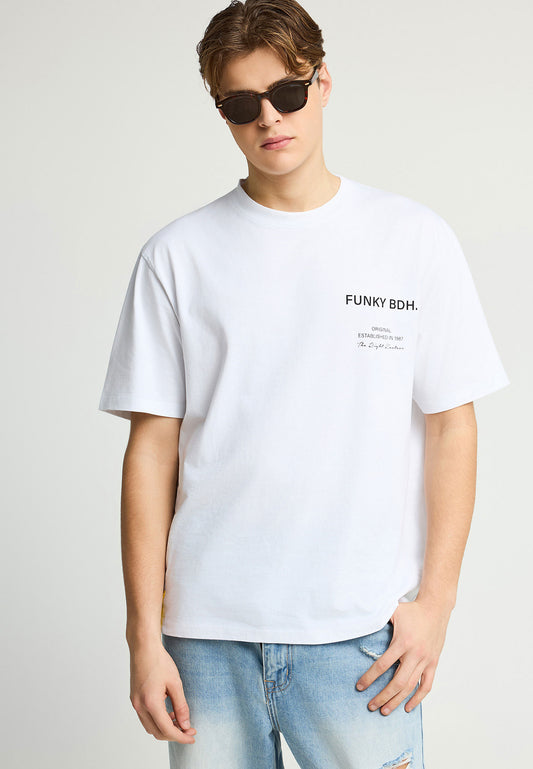 Ανδρικό Relaxed Fit T-Shirt Funky Buddha Λευκό