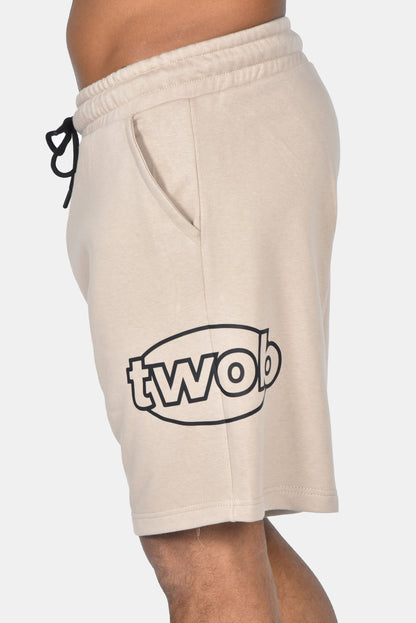 Ανδρική Βερμούδα Oversized Print Two Brothers Μπεζ