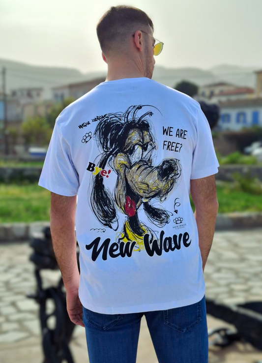Oversize T-Shirt Cartoon Logo - Λευκό