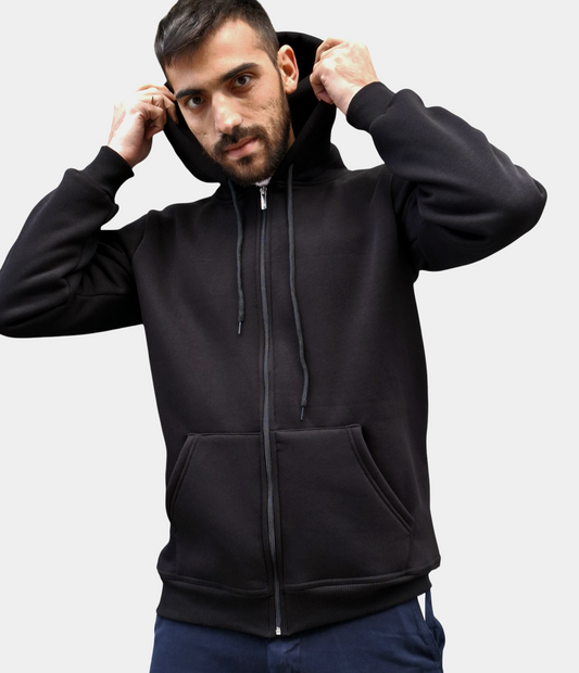 Ζακέτα Hoodie Τρίκλωνη BODY MOVE - Μαύρο