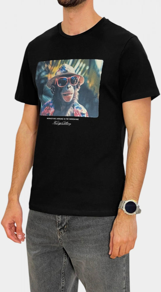 T-Shirt Monkey Logo - Μαύρο