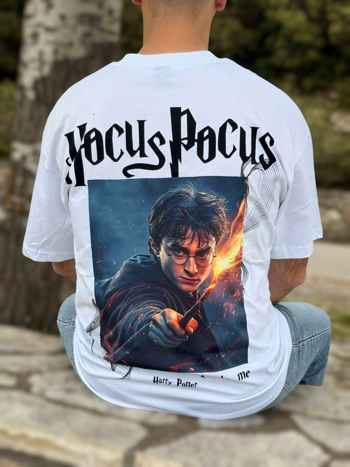 T-Shirt Oversize Wizard Logo - Λευκό