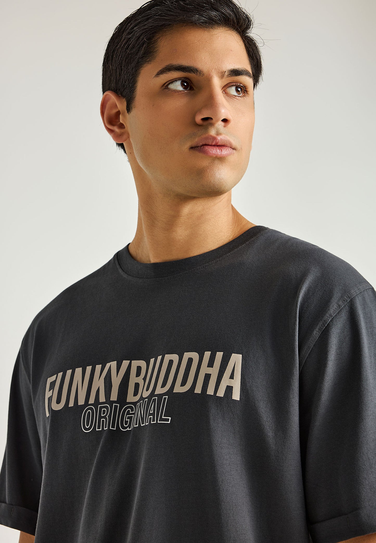 Ανδρικό T-Shirt Relax Fit Funky Buddha Ανθρακί