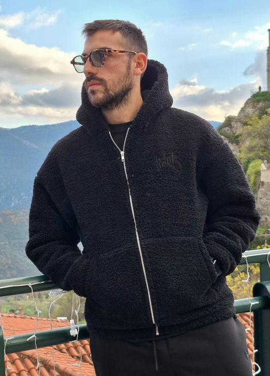 Ζακέτα Oversize Γουνάκι Two Brothers  - Μαύρο