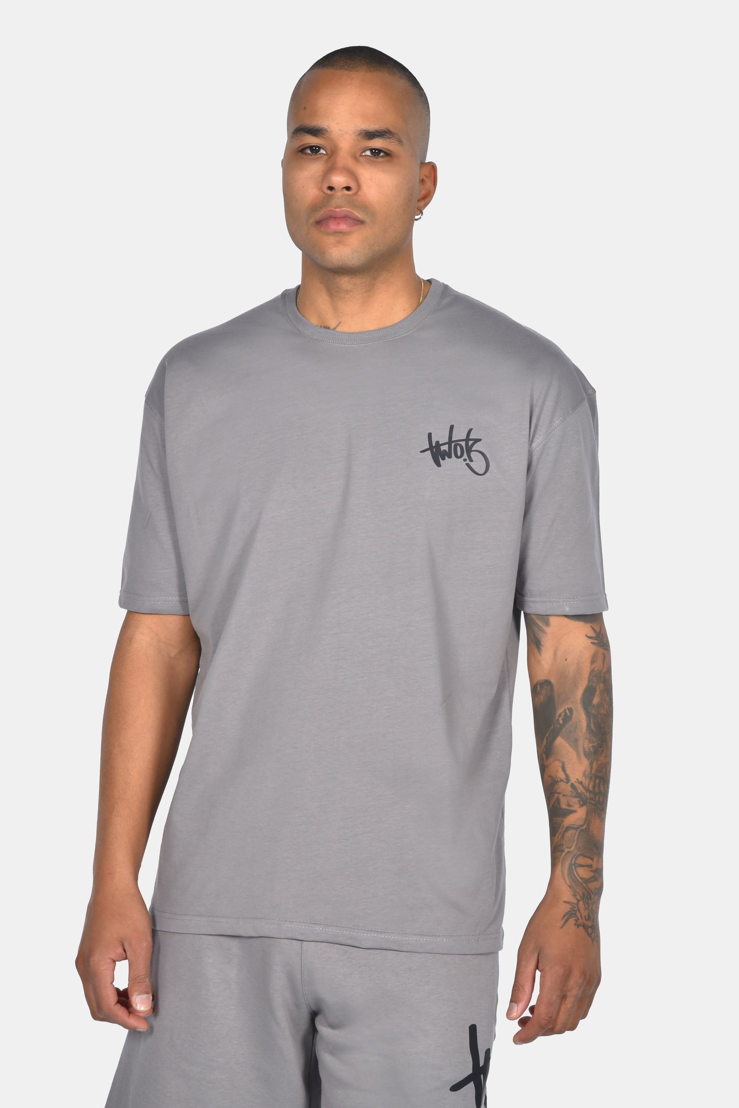 Ανδρικό Oversized T-Shirt Two Brothers Γκρί