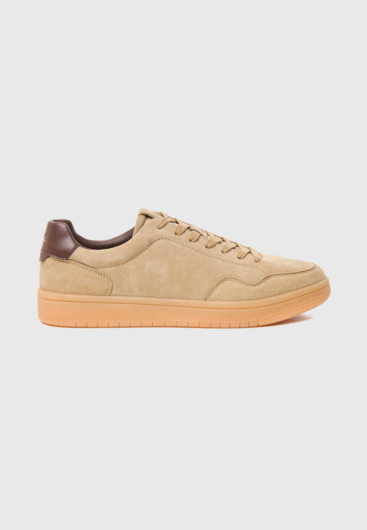 Ανδρικά Suede Court Sneakers με Δερμάτινο Heel Tab