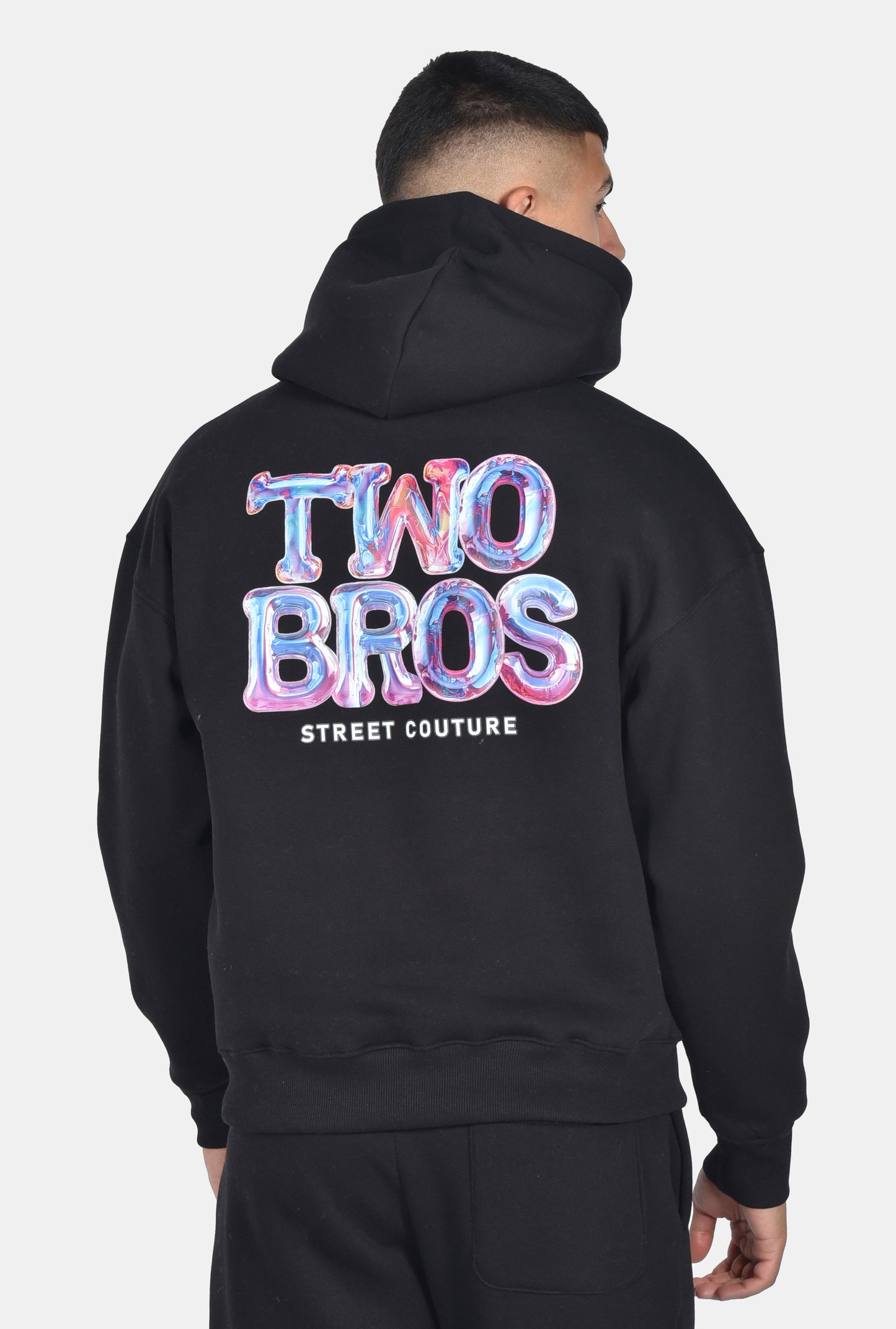 Oversize Hoodie Two Bros Logo - Μαύρο