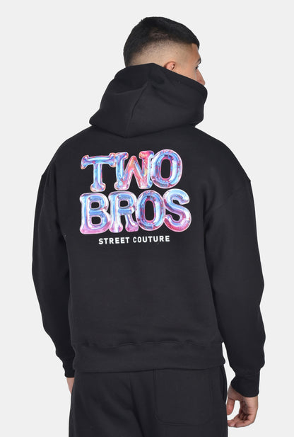 Oversize Hoodie Two Bros Logo - Μαύρο